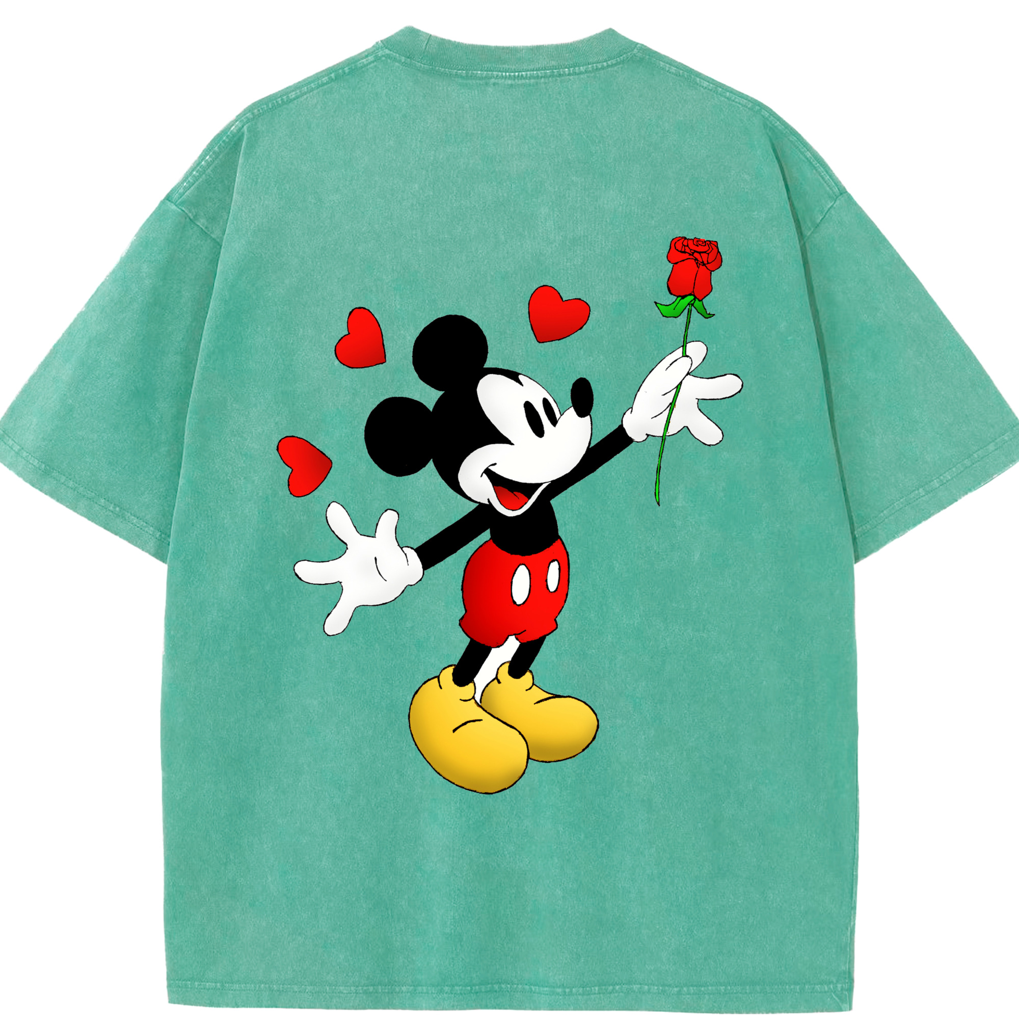 （画像用） ミッキーマウス Mickey Mouse 綿100% ヴィンテージ風 半袖Tシャツ（背面プリント）